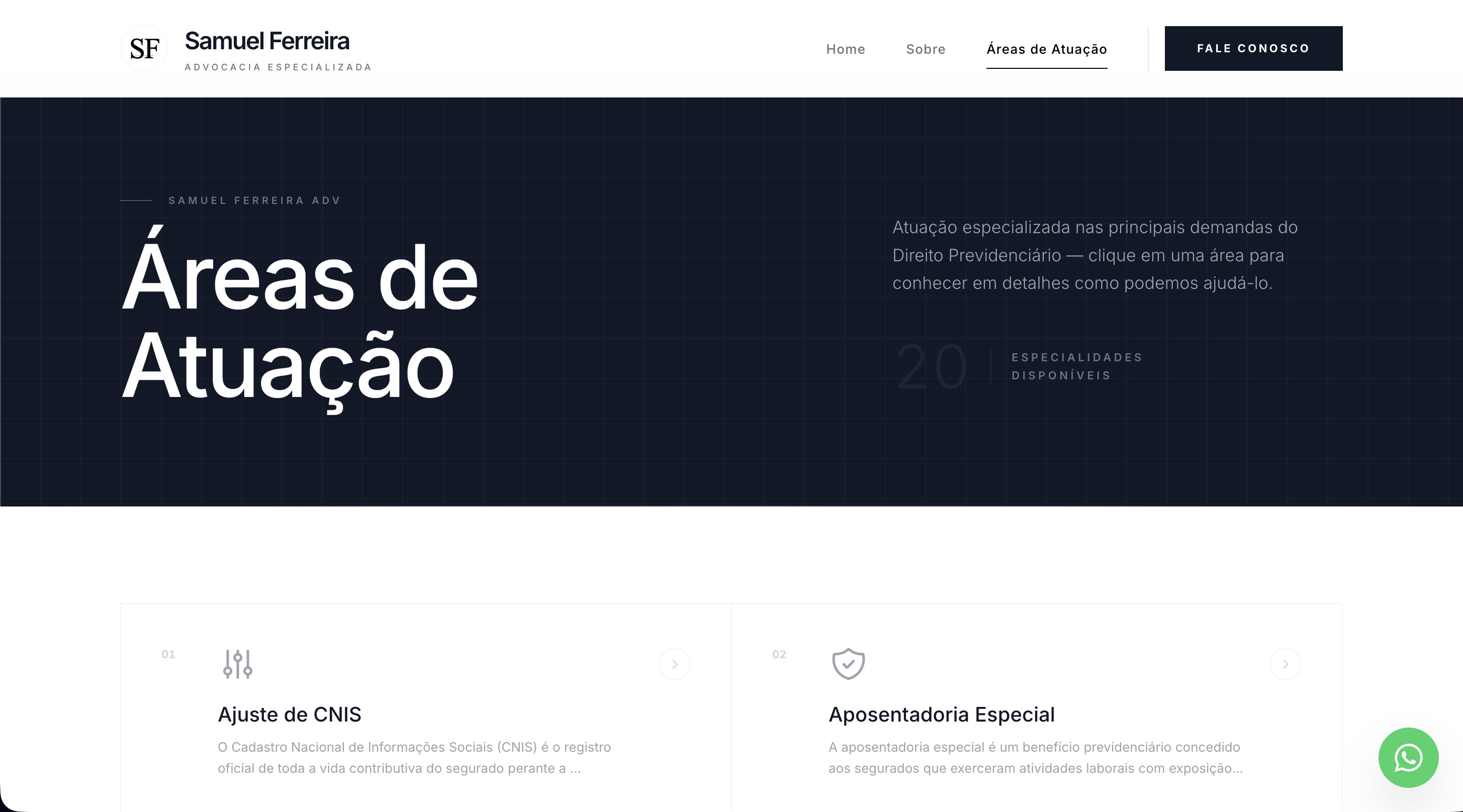 Página de Serviços